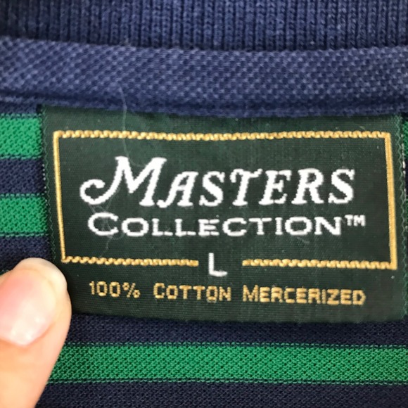 Masters Collection Mens Green  Stripe Golf Polo Shirt Embroidered Logo Size L - Picture 5 of 9